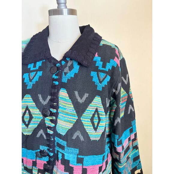 Cedar Canyon Southwestern Aztec Jacket Women’s Small Cotton Boho Vintage - Picture 2 of 6
